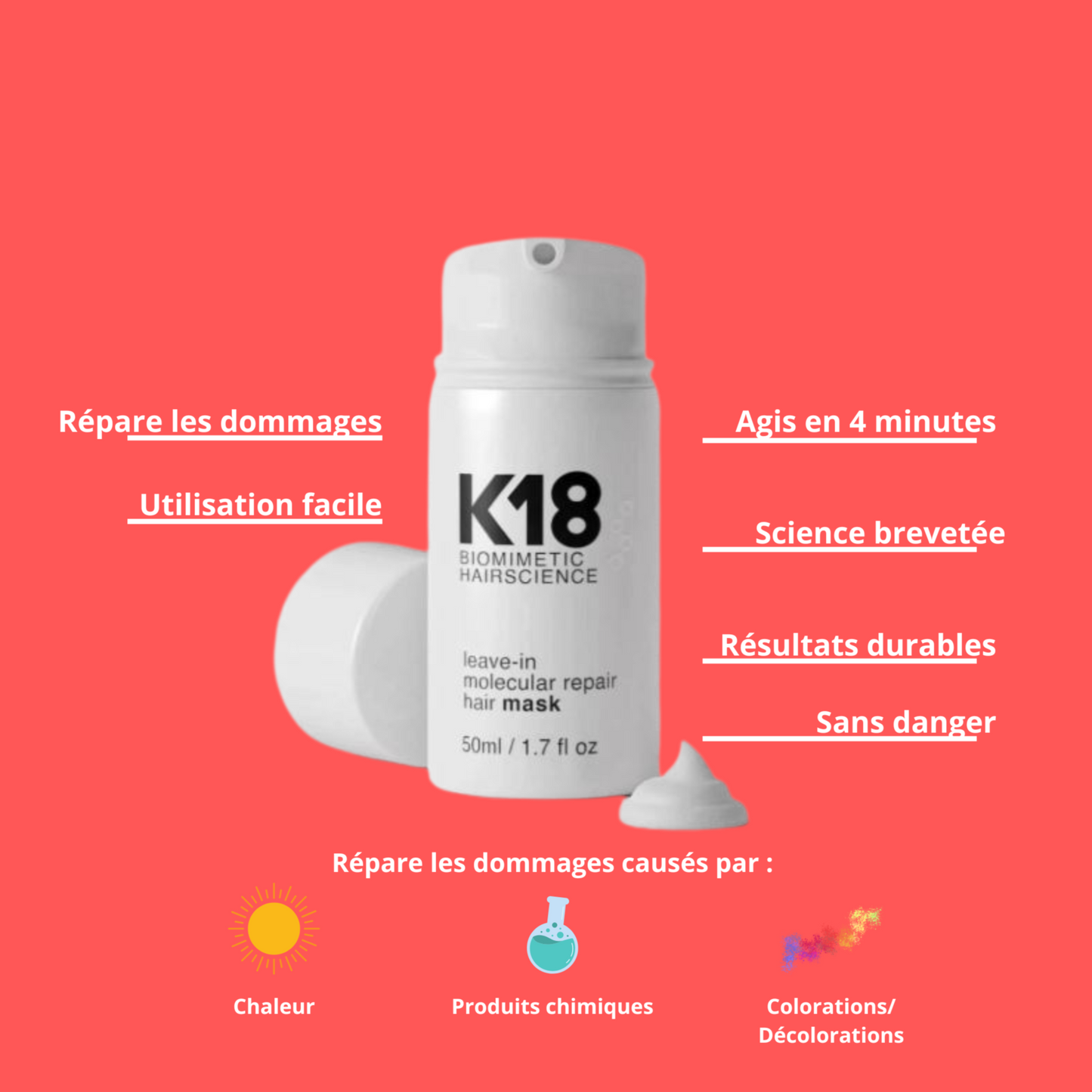 Masque de réparation capillaire K18 (50ml)